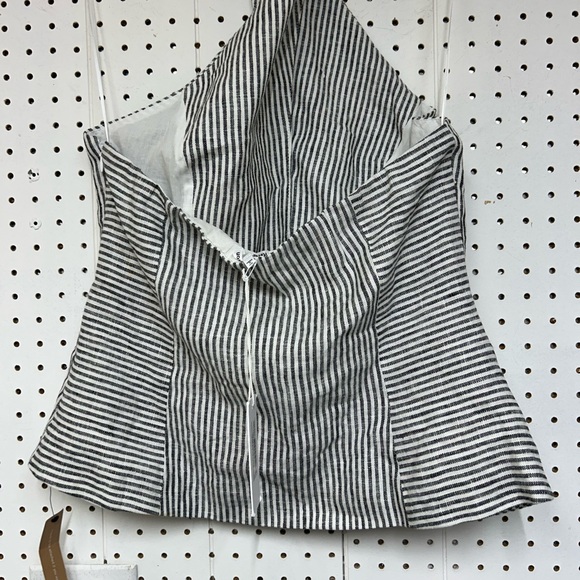 Reformation Tate Linen Halter Black and White Striped Top - Picture 6 of 7